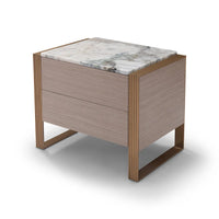 Side table with marble top and wooden frame on a white background