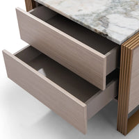 Wooden drawer with marble countertop