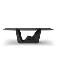 Modern black coffee table with unique design on a white background