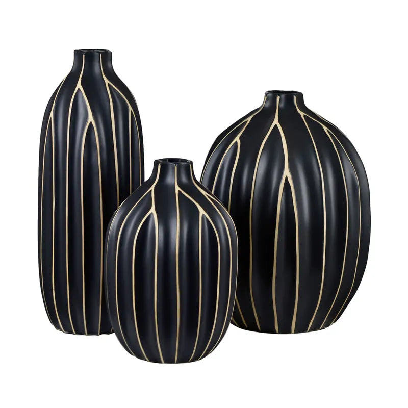 Romina Black/Brass Accent Vases