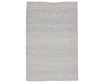 A rectangular, solid gray area rug with a textured weave.
