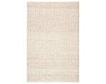 A rectangular area rug in ivory and gray colors, handwoven from 100% polyester yarn.