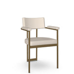 Chair with white cushioned seat and backrest on a white background