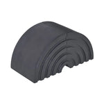 A pair of matte black acacia wood bookends designed for bookshelf use.