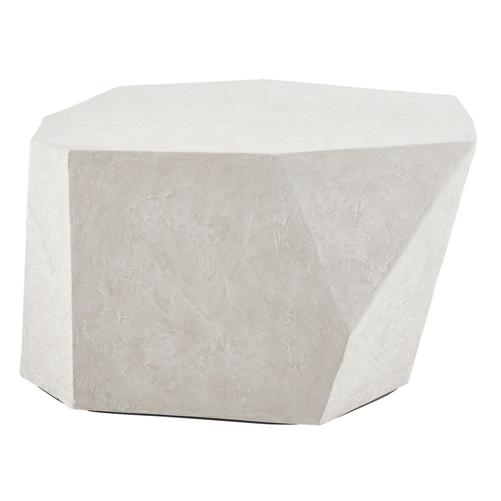 Geometric stone-patterned ottoman on a white background