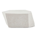 White geometric-shaped product on a white background