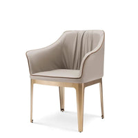 Beige armchair with gold legs on a white background