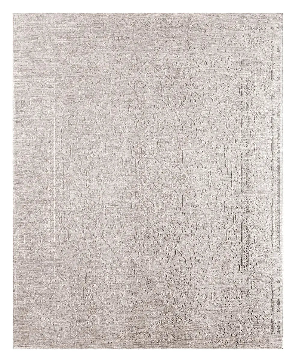 Textured gray area rug on a white background