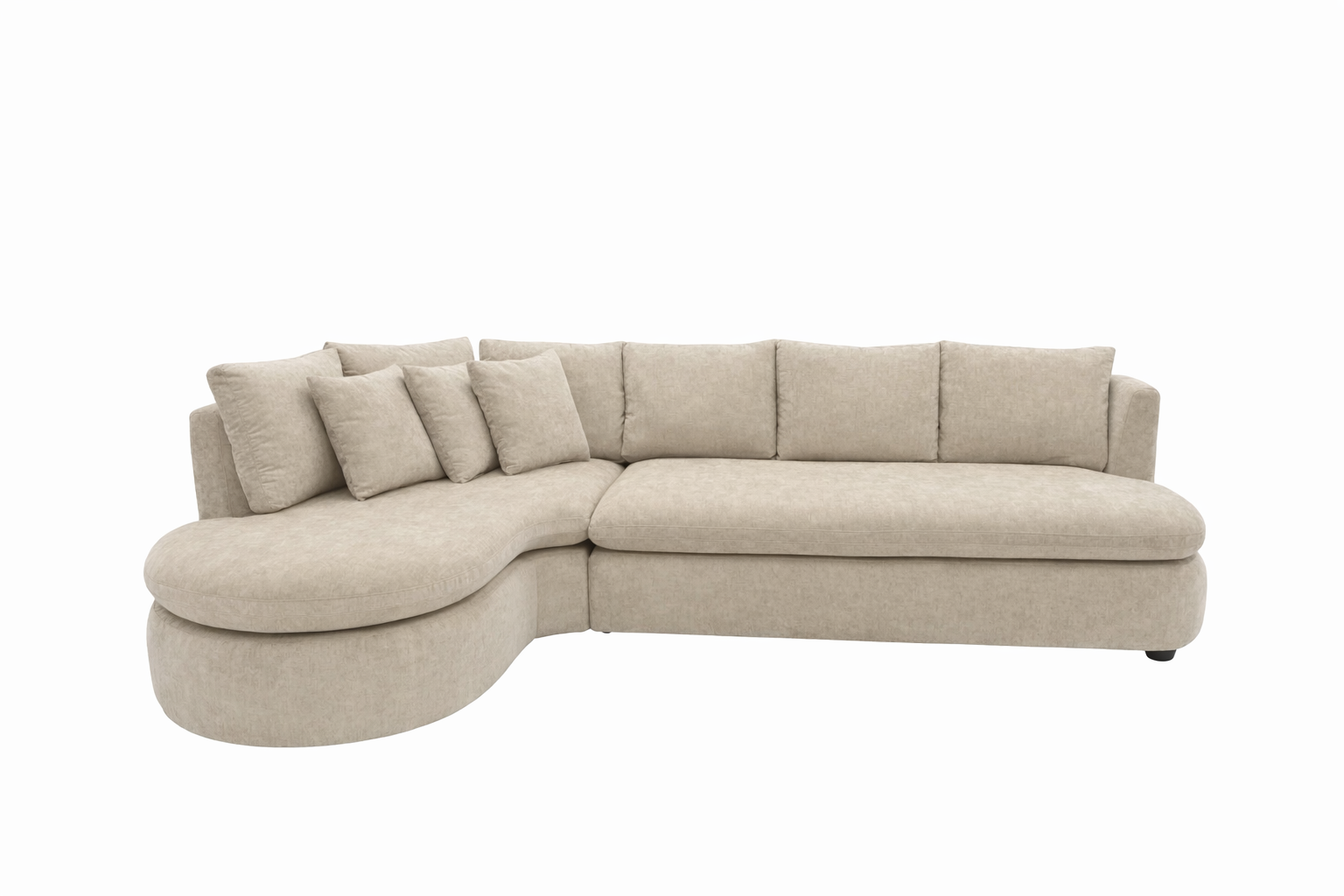 Beige sectional sofa on a white background