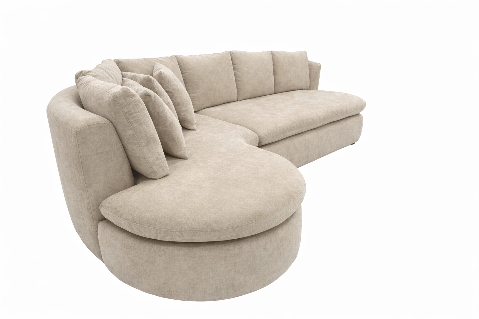 Beige sectional sofa on a white background