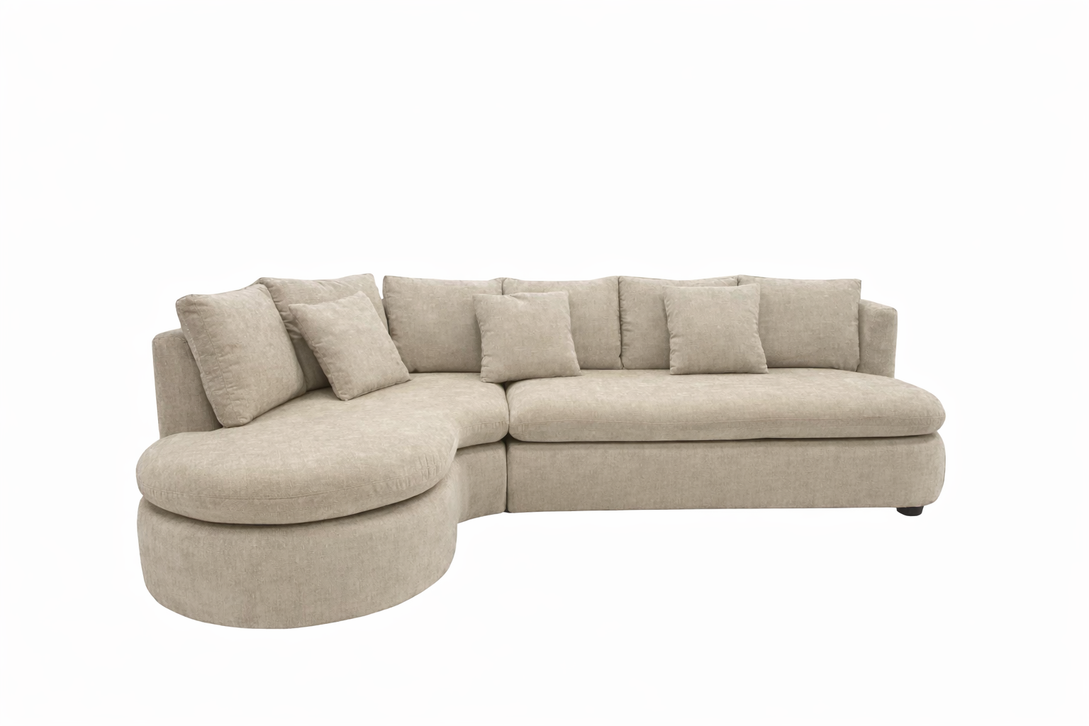 Beige sectional sofa on a white background