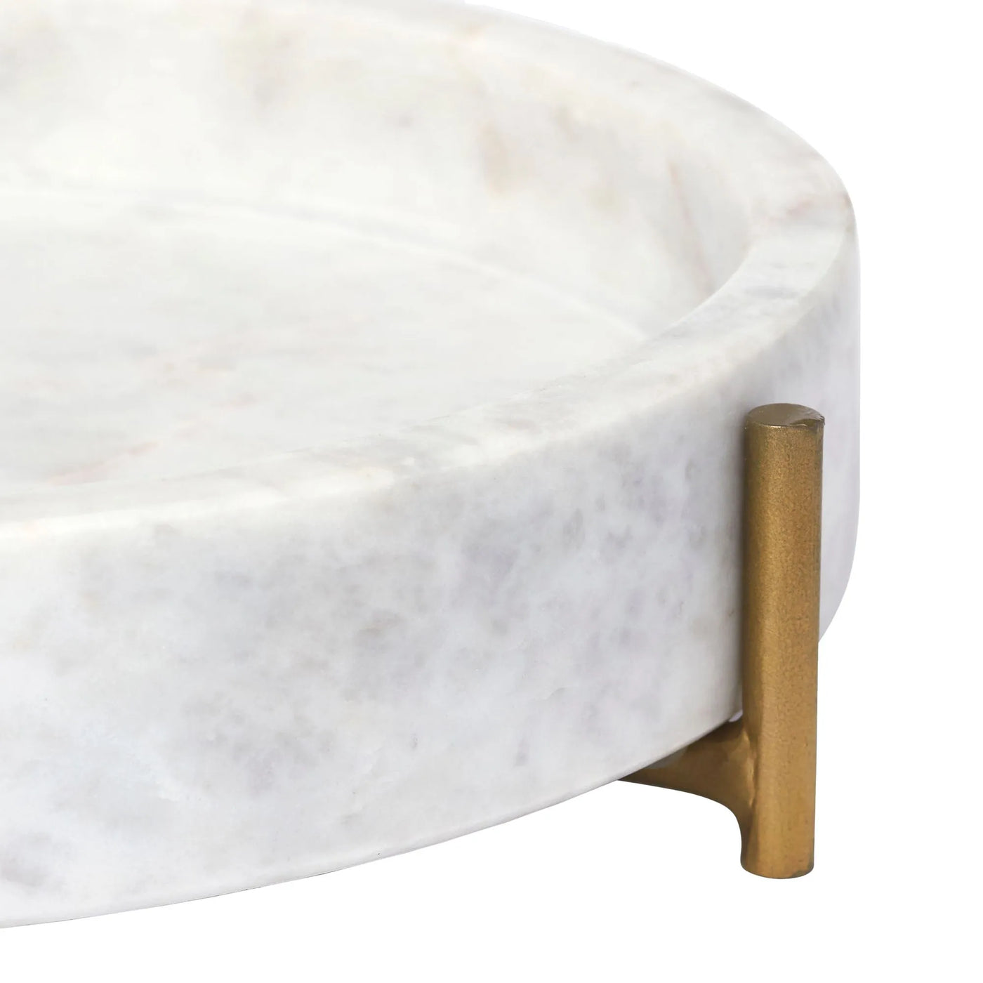 Marble bowl with a gold handle on a white background