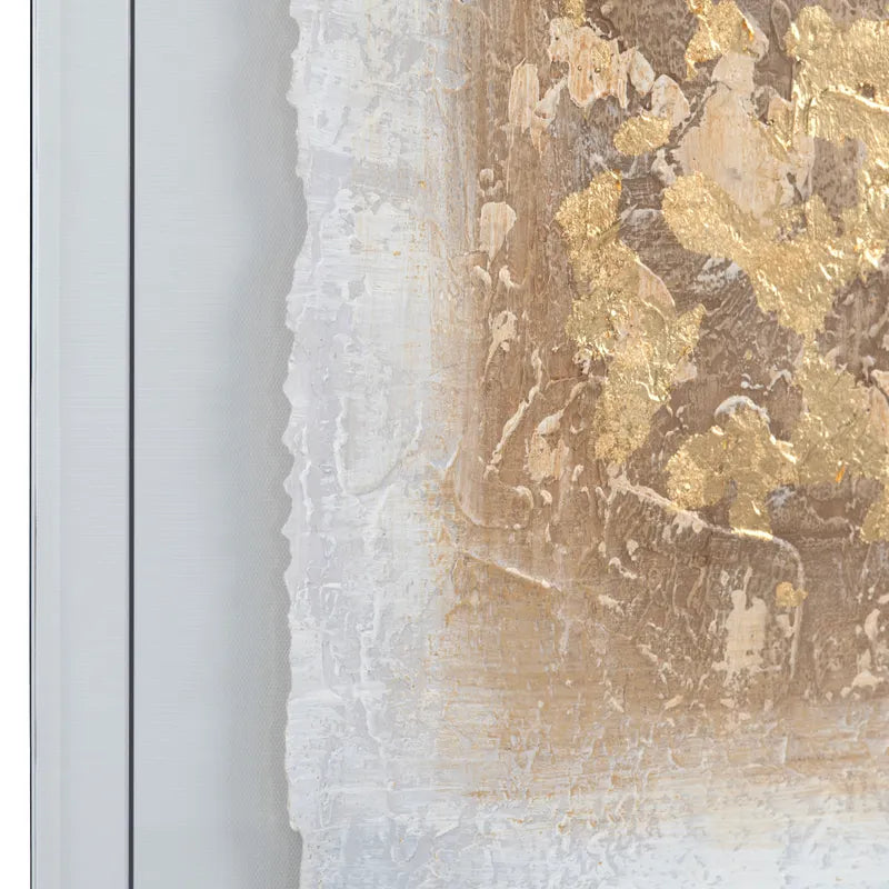 Acrylic wall art featuring a gold and silver color scheme with a textured finish.