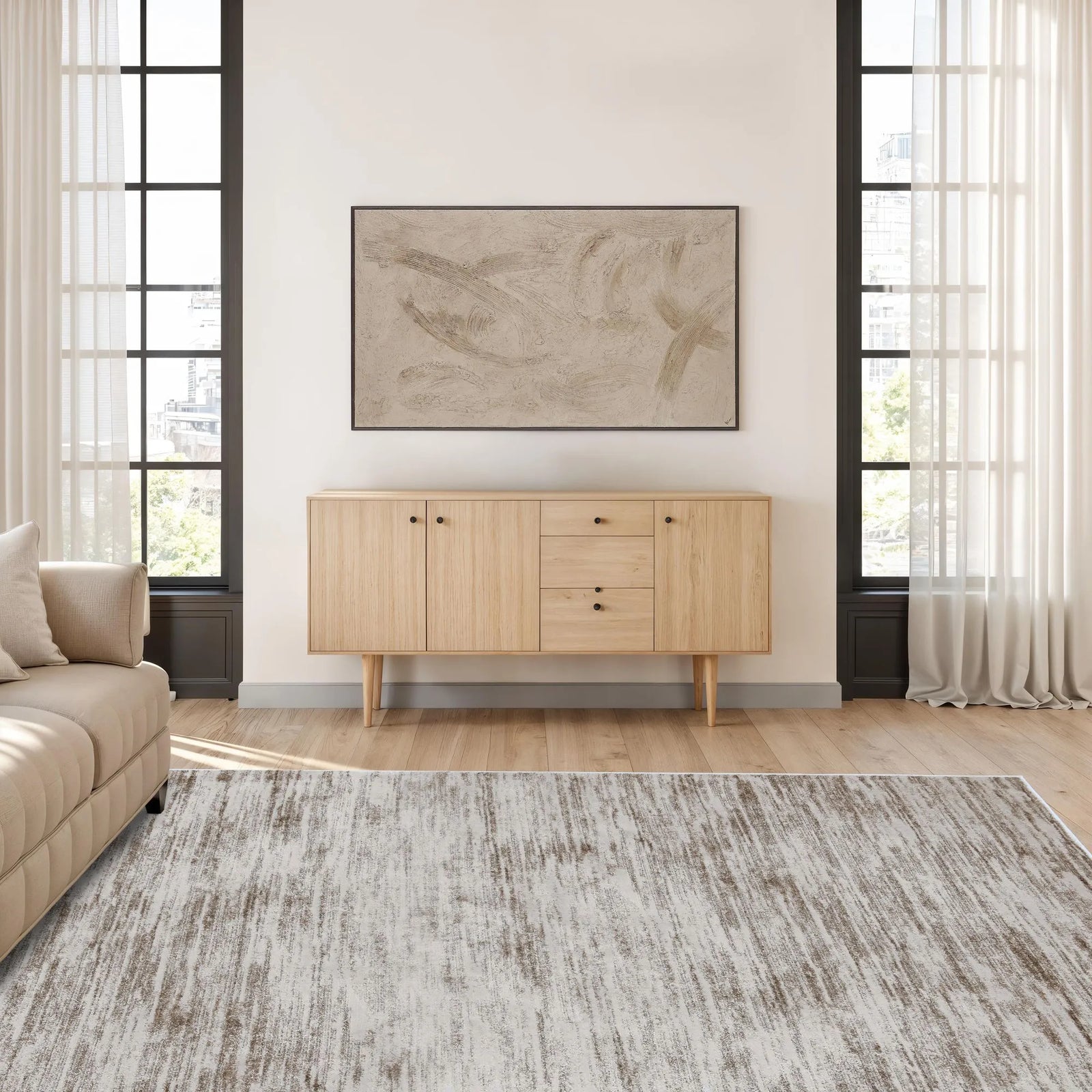 Soft Brushed Neutral Area Rug