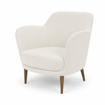 White armchair with wooden legs on a white background
