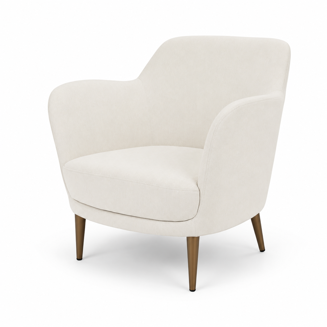 White armchair with wooden legs on a white background