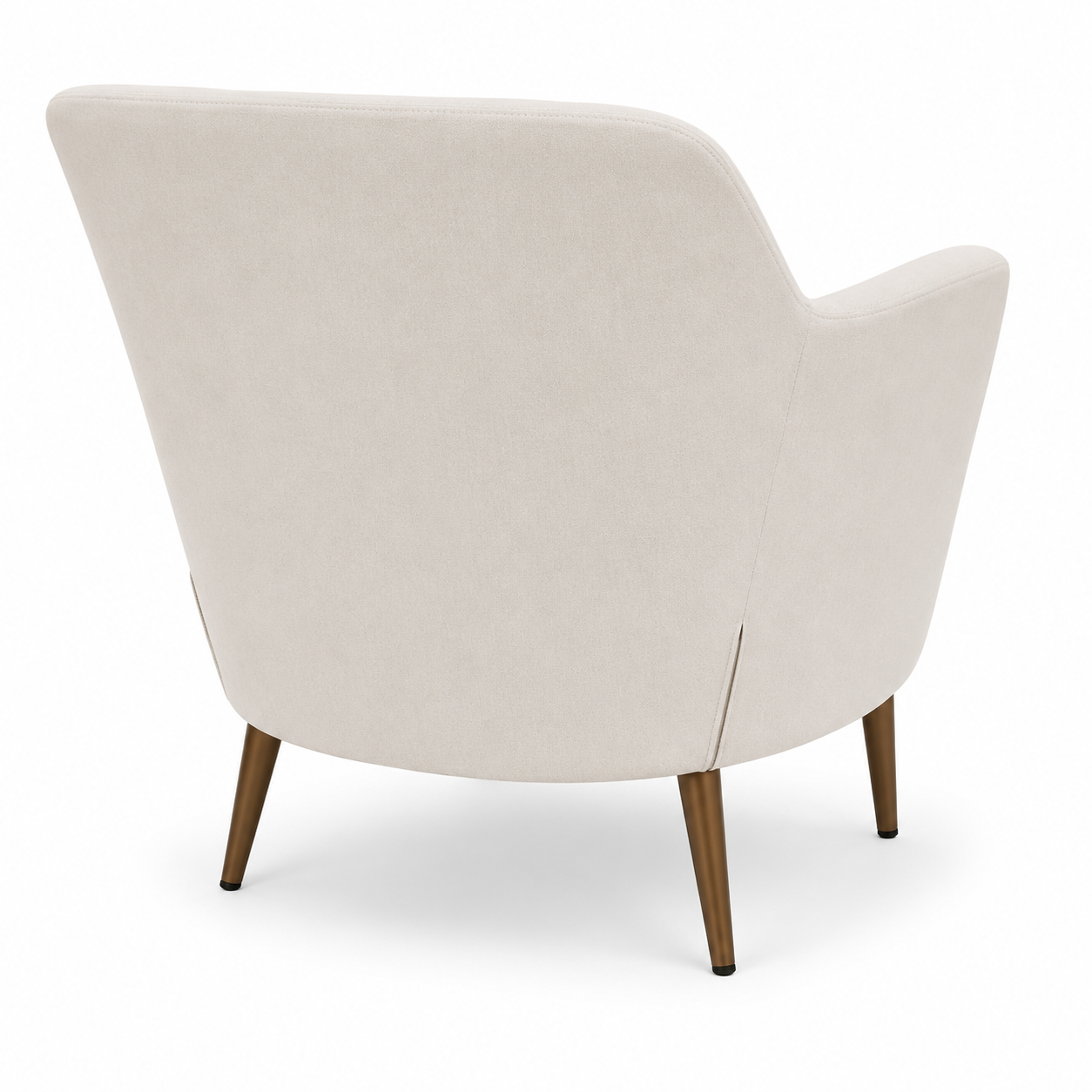 Beige armchair with wooden legs on a white background