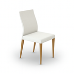 White chair with wooden legs on a white background