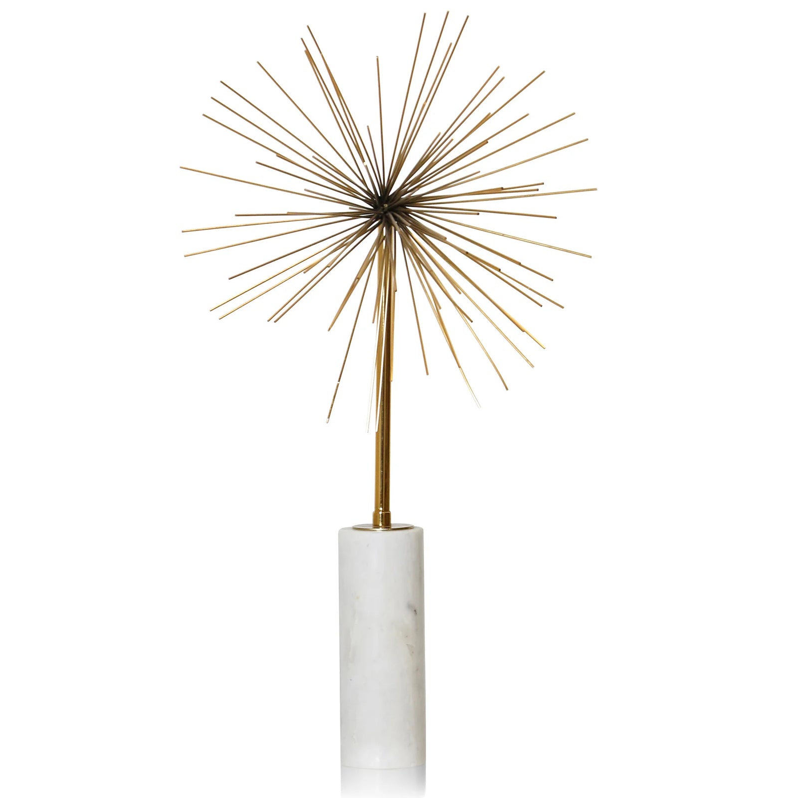 Decorative vase with gold spike design on a white background