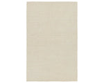 A beige area rug with a textured weave, laid out flat.