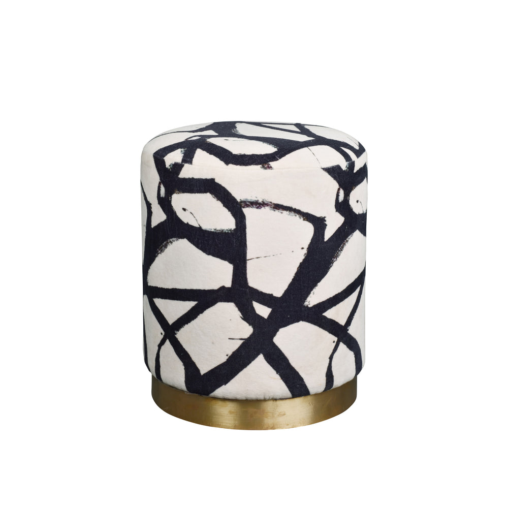 Tania Accent Ottoman
Stool with black abstract pattern on a white background