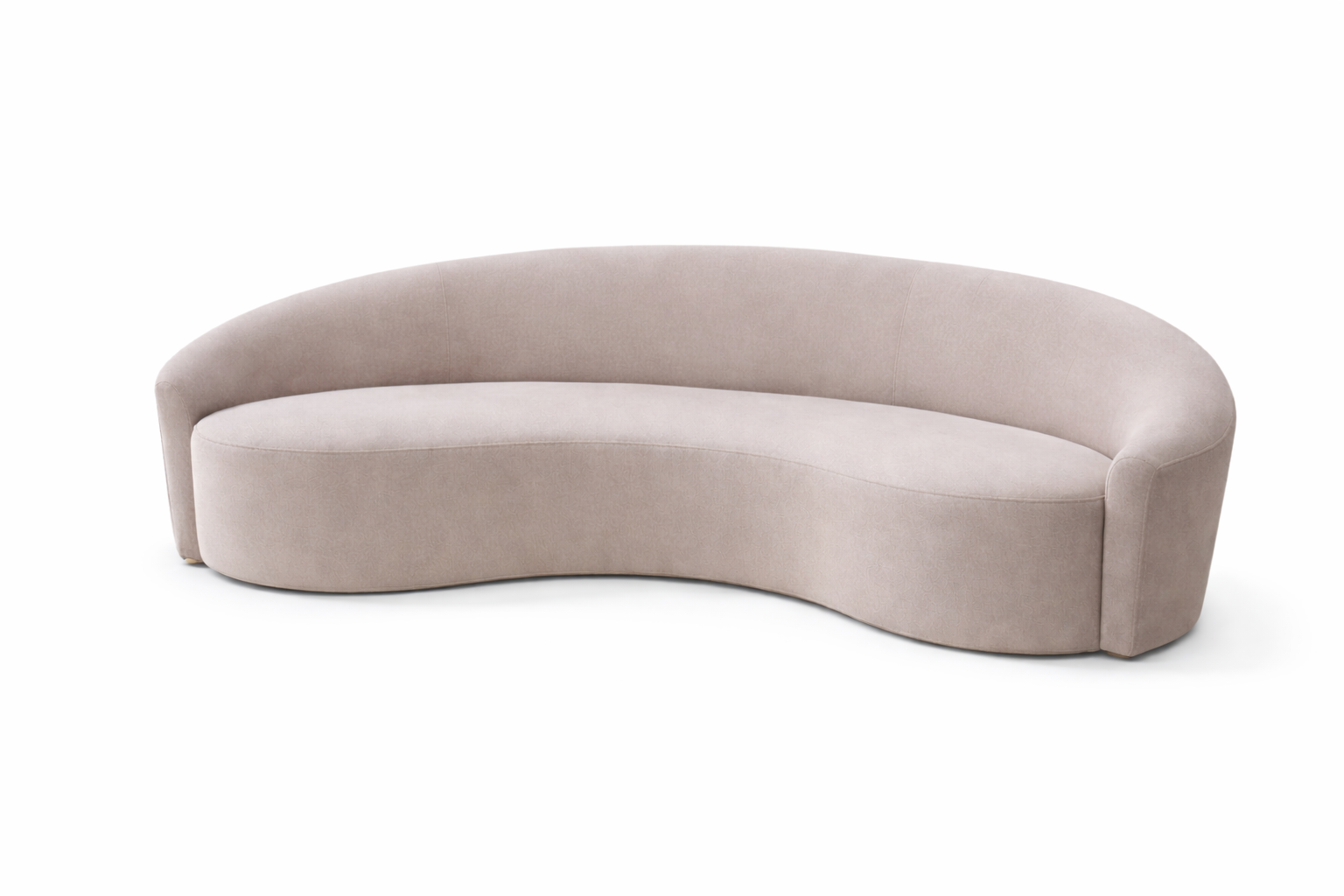 Curved beige sofa on a white background