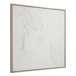 Hand-painted abstract wall art with heavy texture, framed in a wood frame with a cream veneer finish.