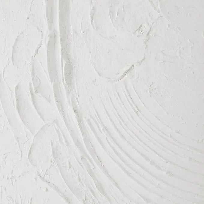 Hand-painted abstract wall art with heavy texture, framed in a wood frame with a cream veneer finish.