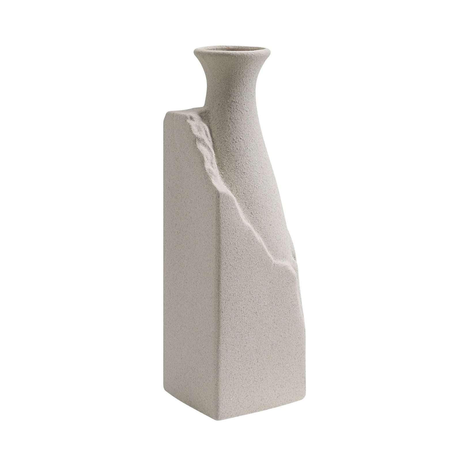 Beige ceramic vase on a white background