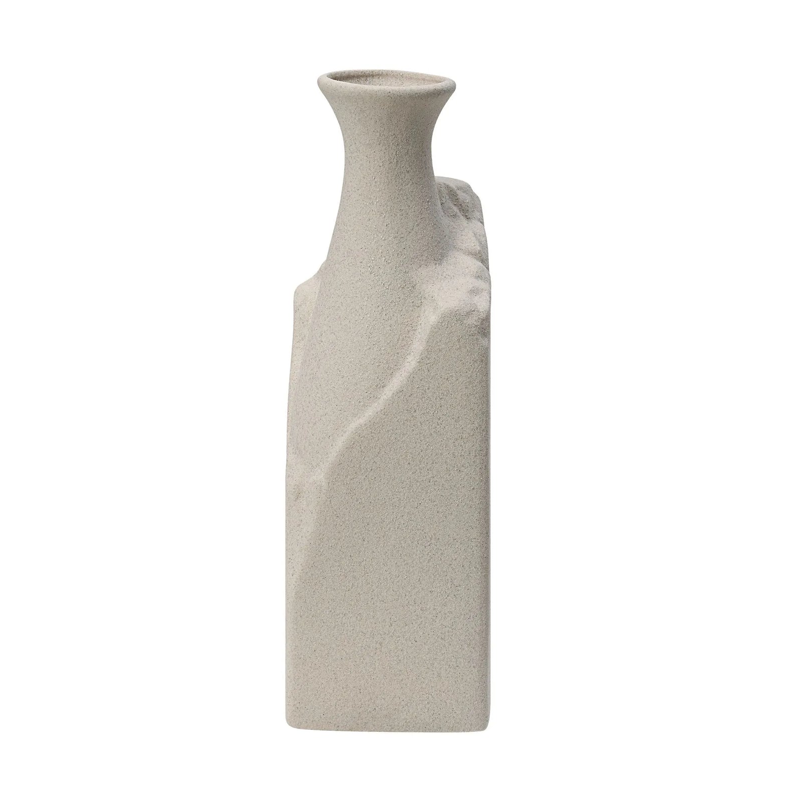 Textured beige vase on a white background