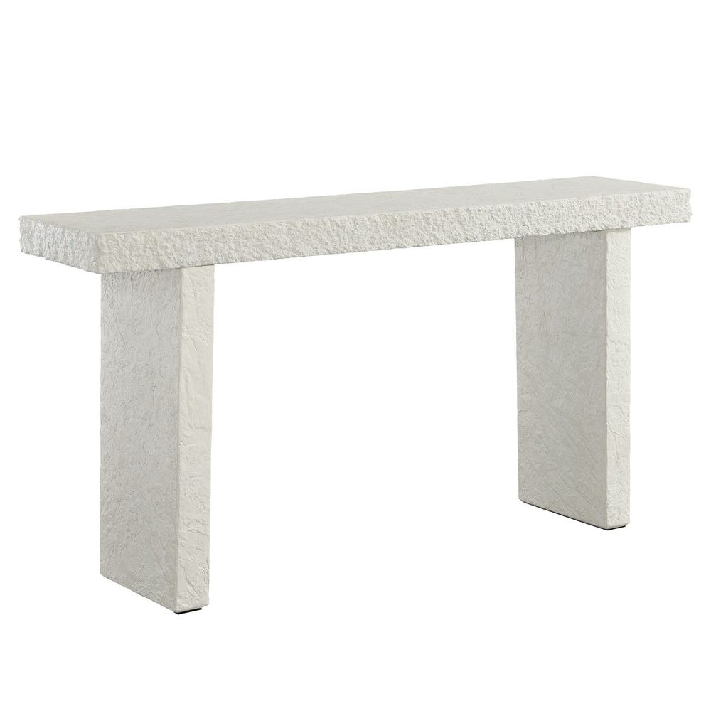 White textured console table on a white background