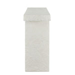 White textured console table on a white background