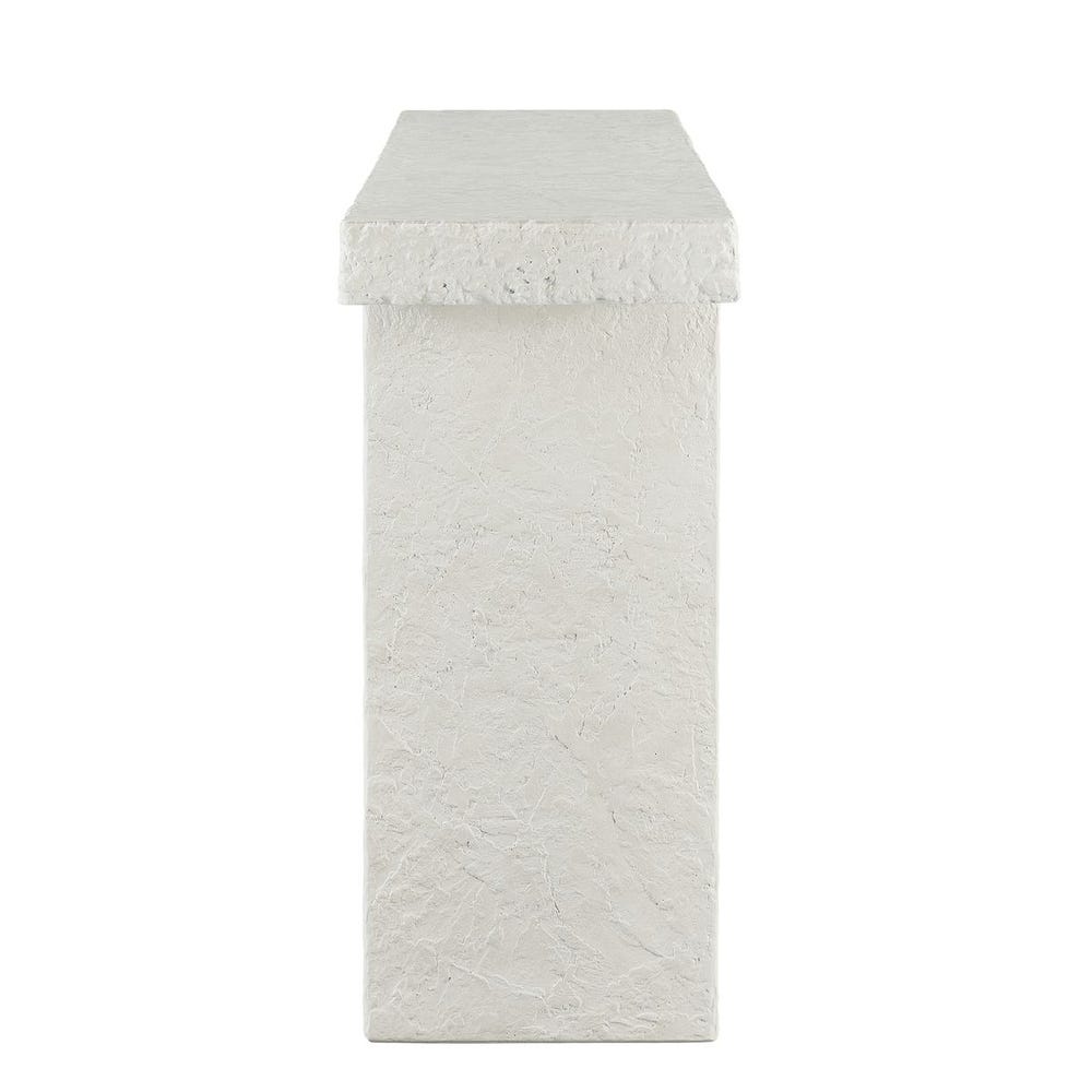 White textured console table on a white background