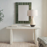 White textured console table in a living space