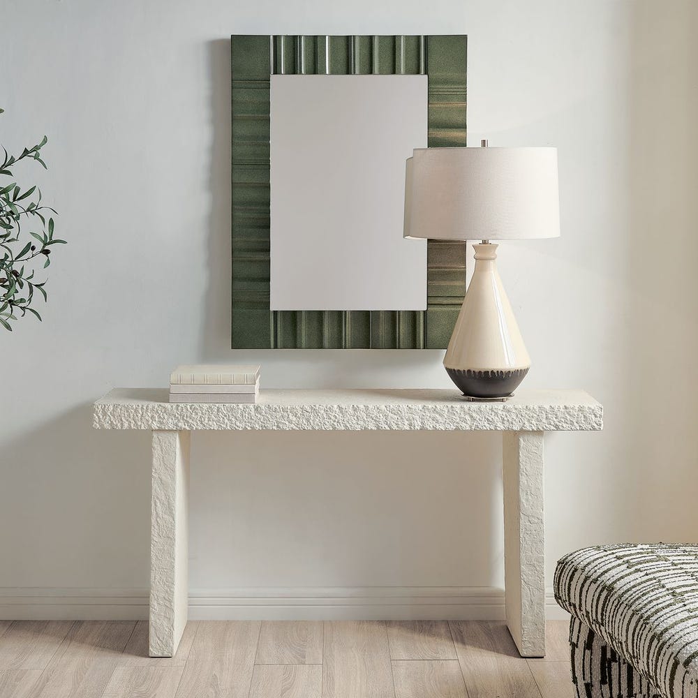 White textured console table in a living space