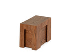 Wooden block with geometric patterns on a white background
