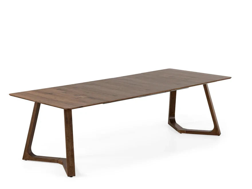 Wooden dining table on a white background