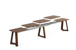 Wooden dining table with extendable design on a white background