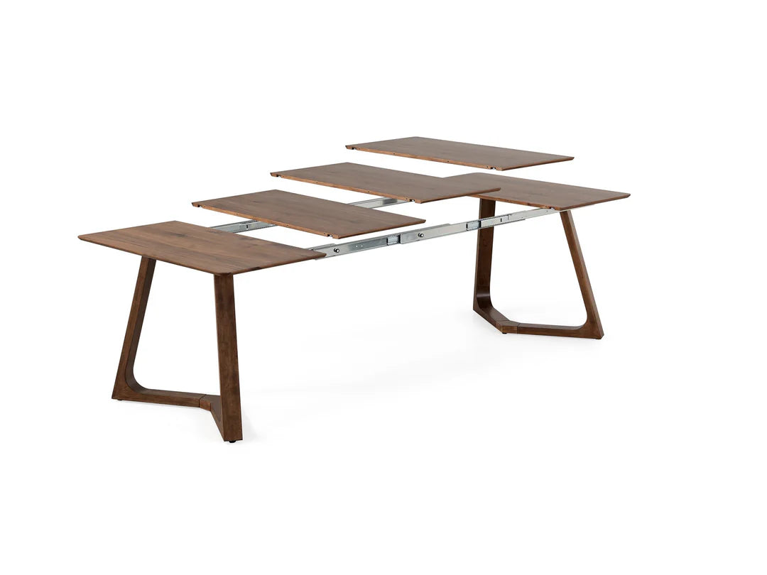 Dining table with extendable design on a white background