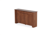 Wooden sideboard with two doors on a white background
