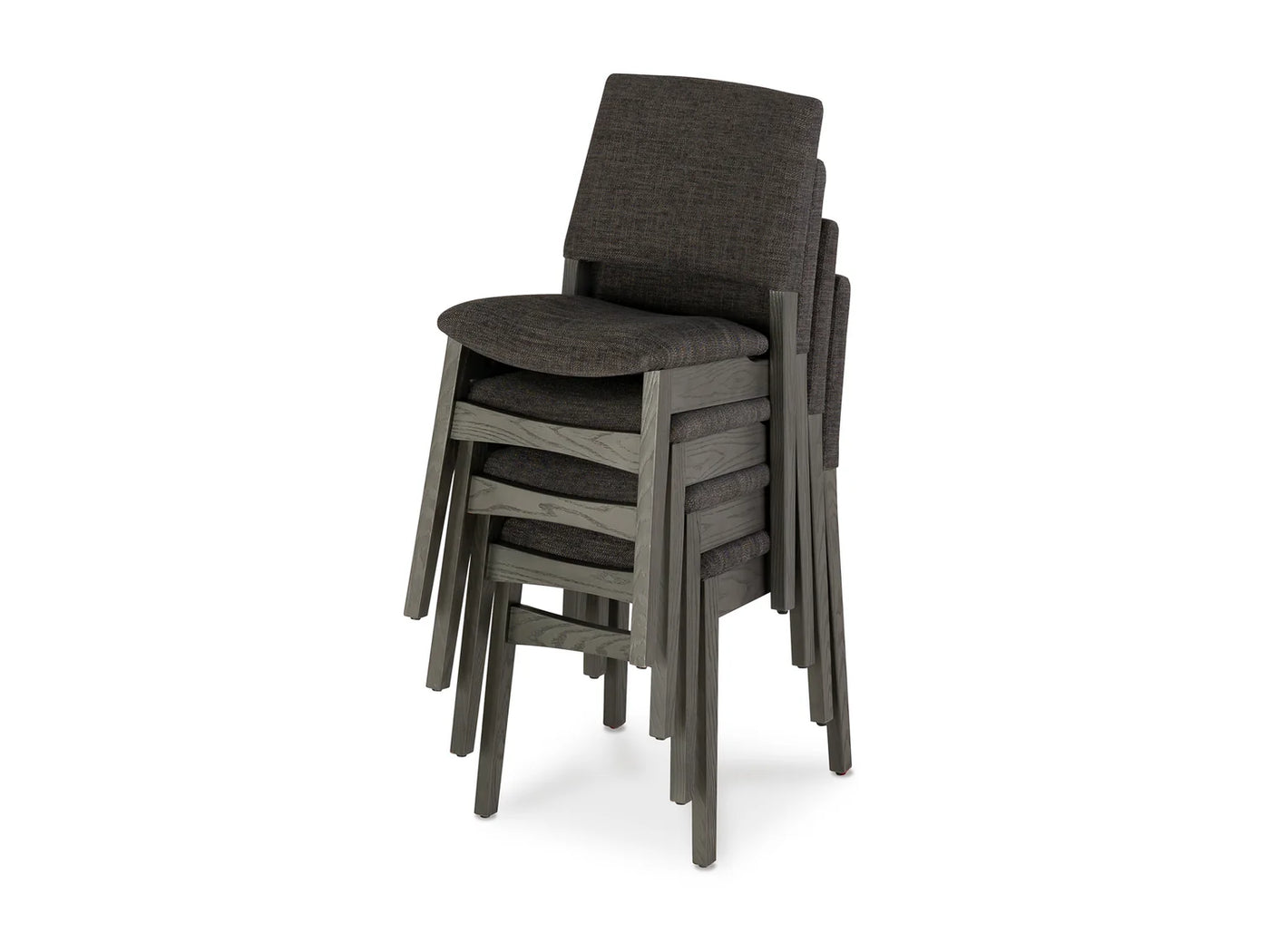 Stack of gray stools on a white background