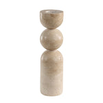 Decorative candle holder with stacked stone-like segments on a white background