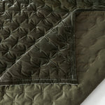 Dark green quilted fabric on a white background