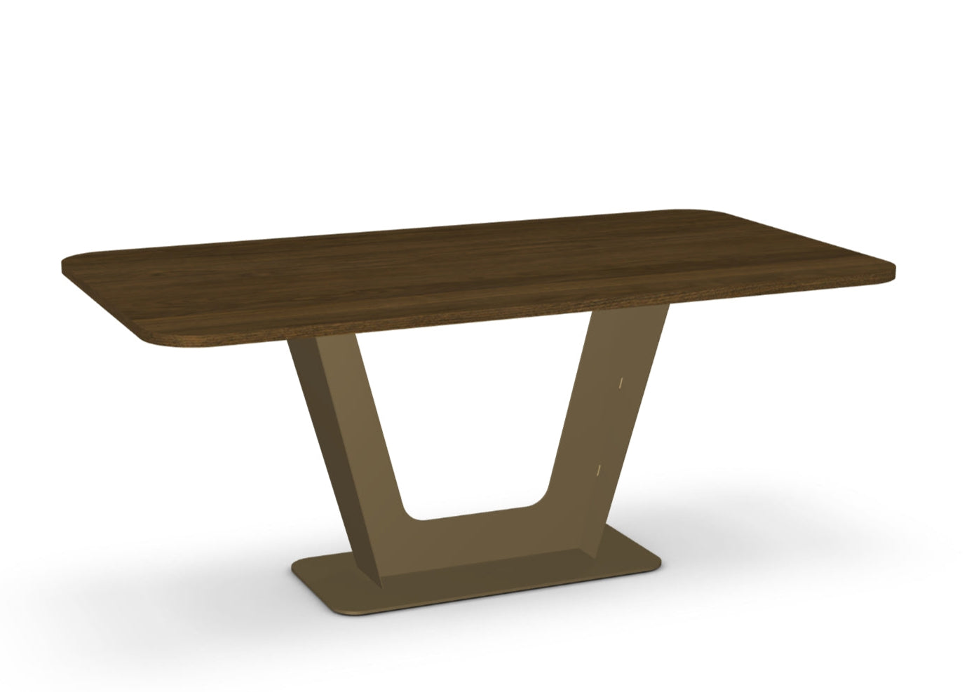 Brown dining table on a white background