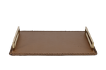 A leather tray on a white background