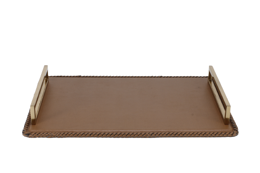 A leather tray on a white background