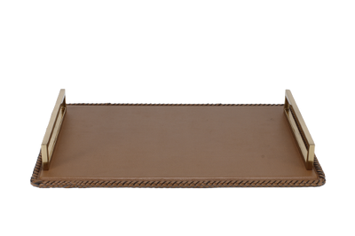 A leather tray on a white background