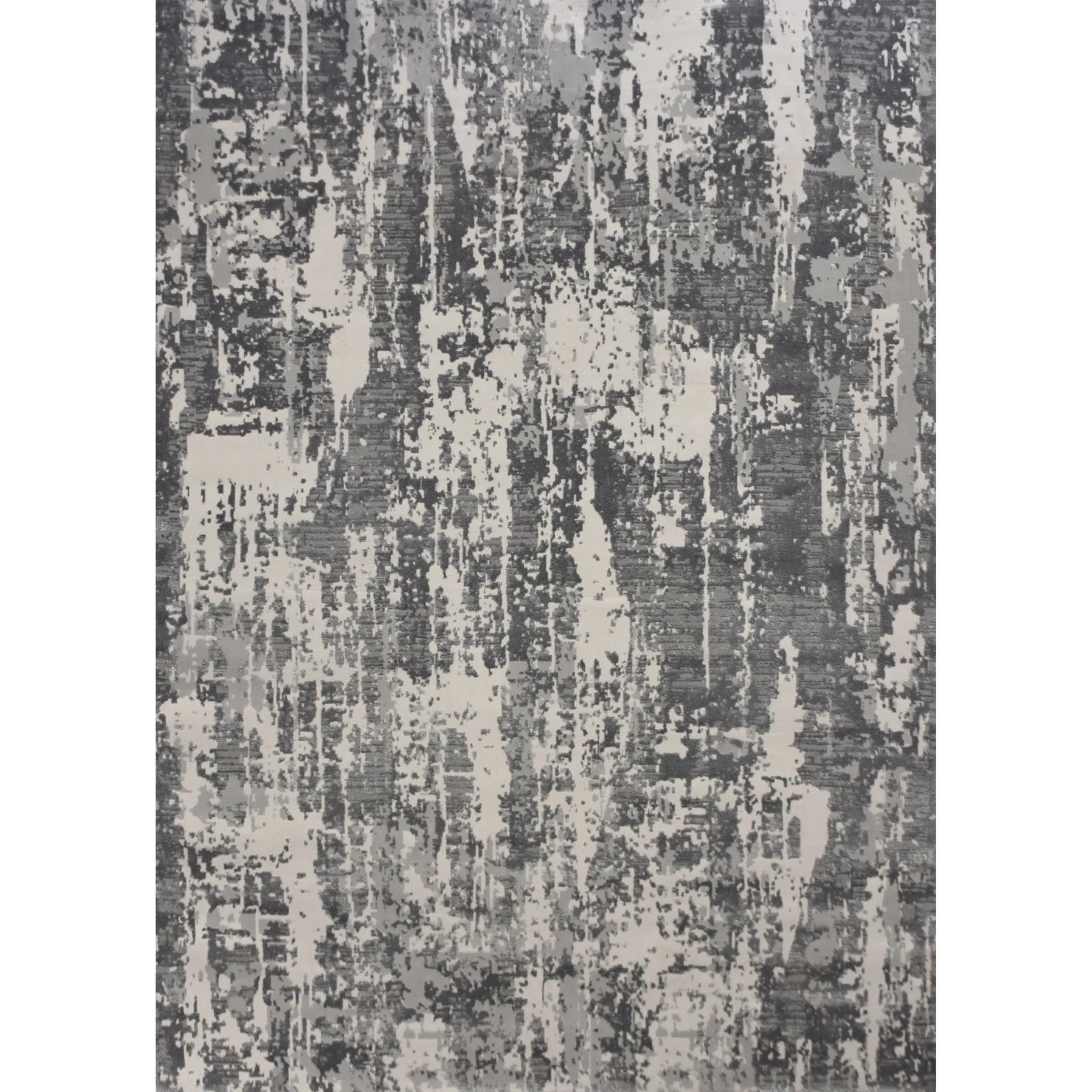 Textured gray and black patterned rug on a white background