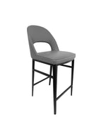 Gray bar stool with black legs on a white background