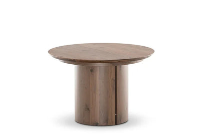 Wooden round table on a white background